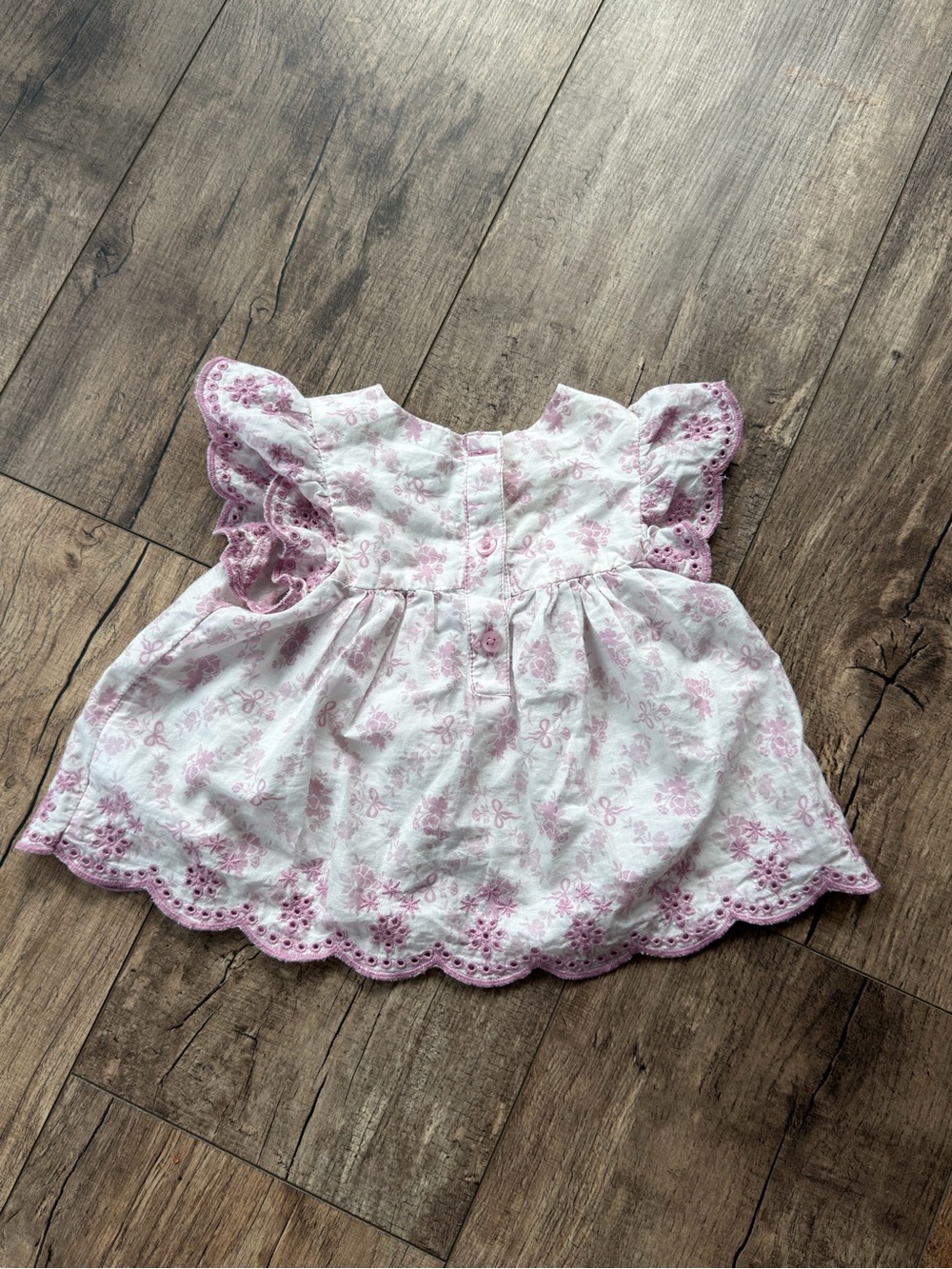 Nordstrom Baby Floral Eyelet Dress & Bloomer Set Pink 3M 100% Cotton - Picture 7 of 7